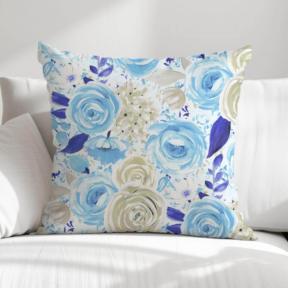 FUNDA DE COJIN FLORES CELESTE Y AZUL 1