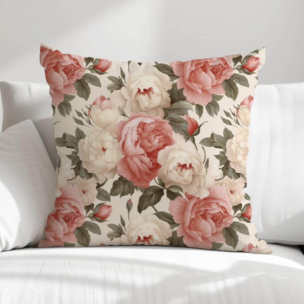 FUNDA DE COJIN ROSAS FONDO AMARILLO CLARO 1