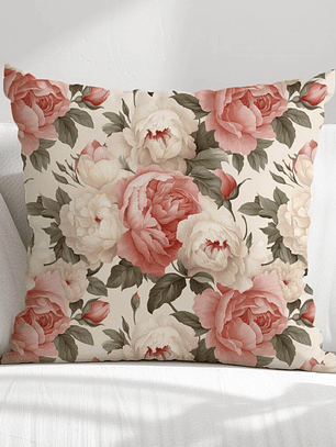 FUNDA DE COJIN ROSAS FONDO AMARILLO CLARO