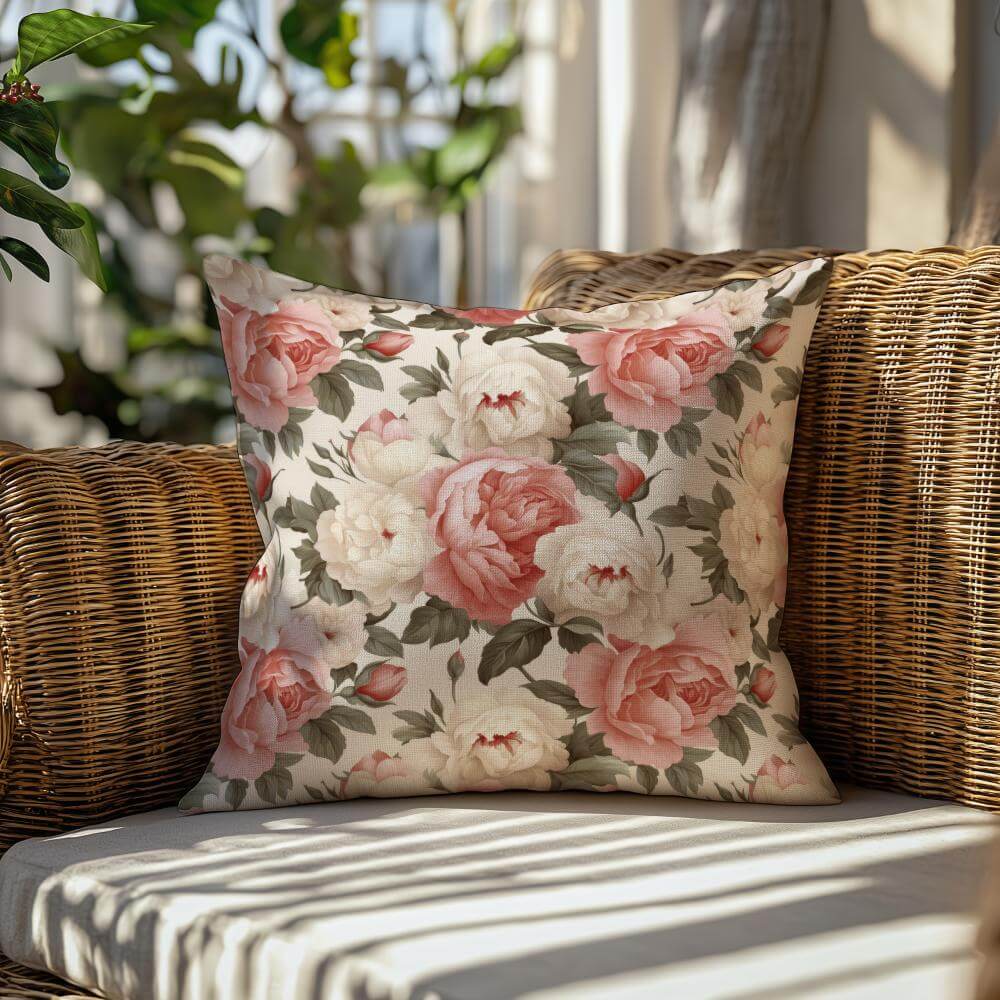 FUNDA DE COJIN ROSAS FONDO AMARILLO CLARO 2