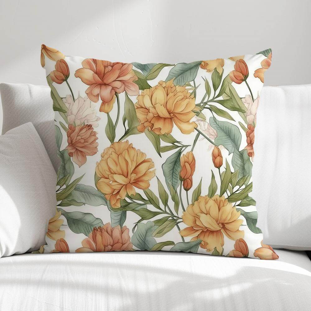 FUNDA DE COJIN FLORES ANARANJADAS 1