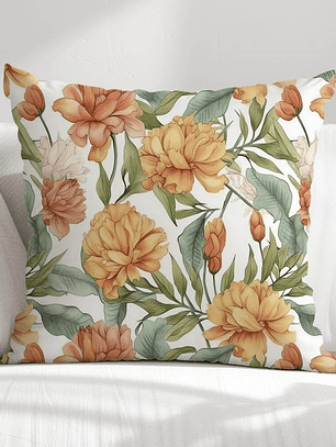FUNDA DE COJIN FLORES ANARANJADAS