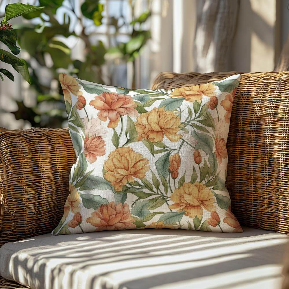 FUNDA DE COJIN FLORES ANARANJADAS 2