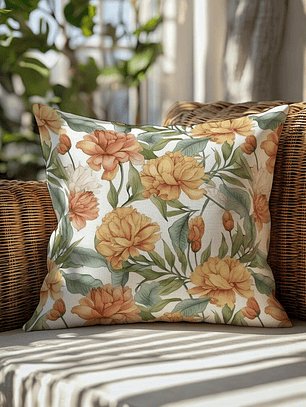 FUNDA DE COJIN FLORES ANARANJADAS