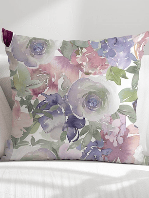 FUNDA DE COJIN FLORES ACUARELA COLOR