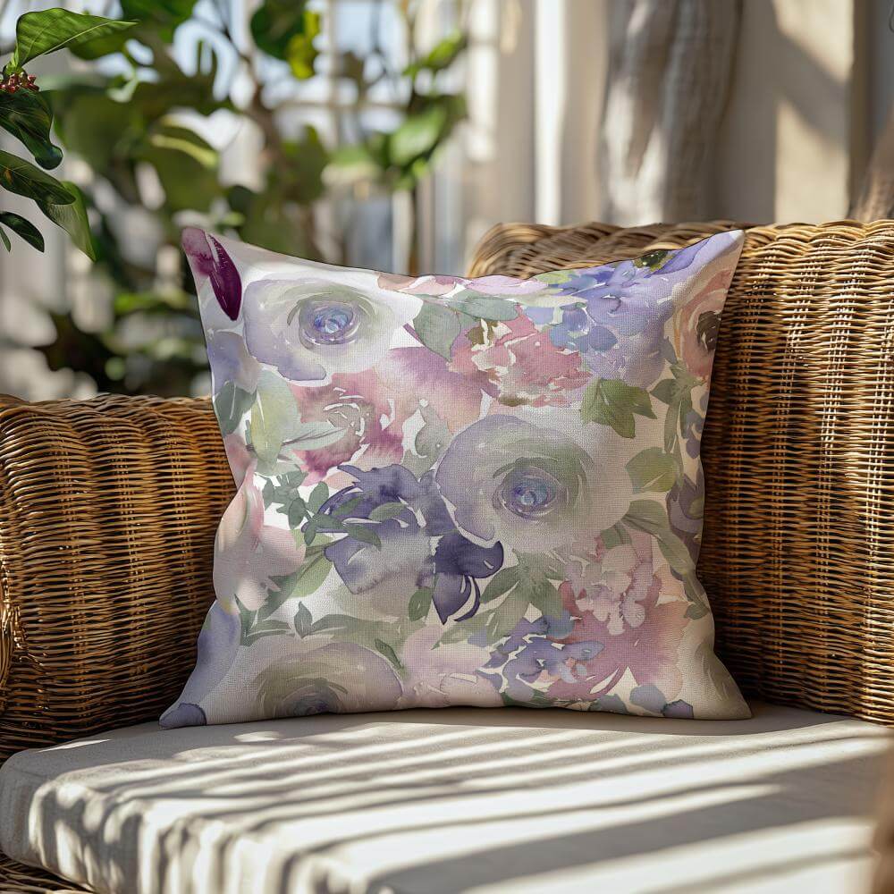 FUNDA DE COJIN FLORES ACUARELA COLOR 2
