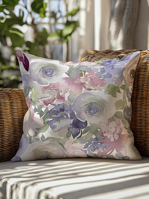 FUNDA DE COJIN FLORES ACUARELA COLOR