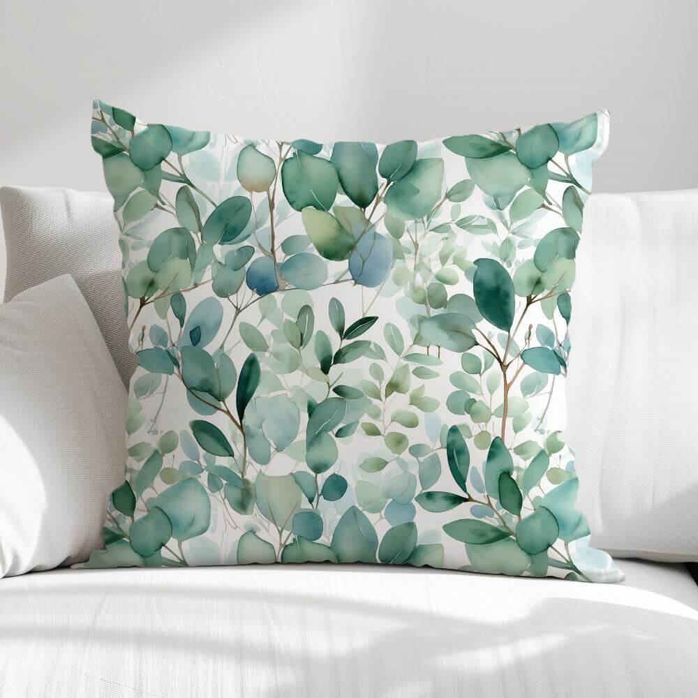 FUNDA DE COJIN HOJAS VERDES 1