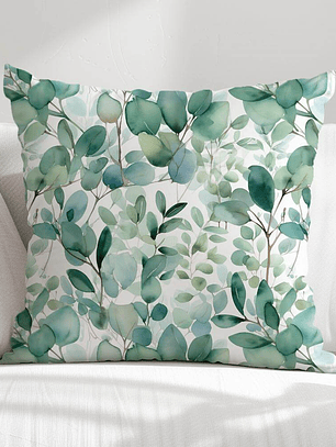 FUNDA DE COJIN HOJAS VERDES