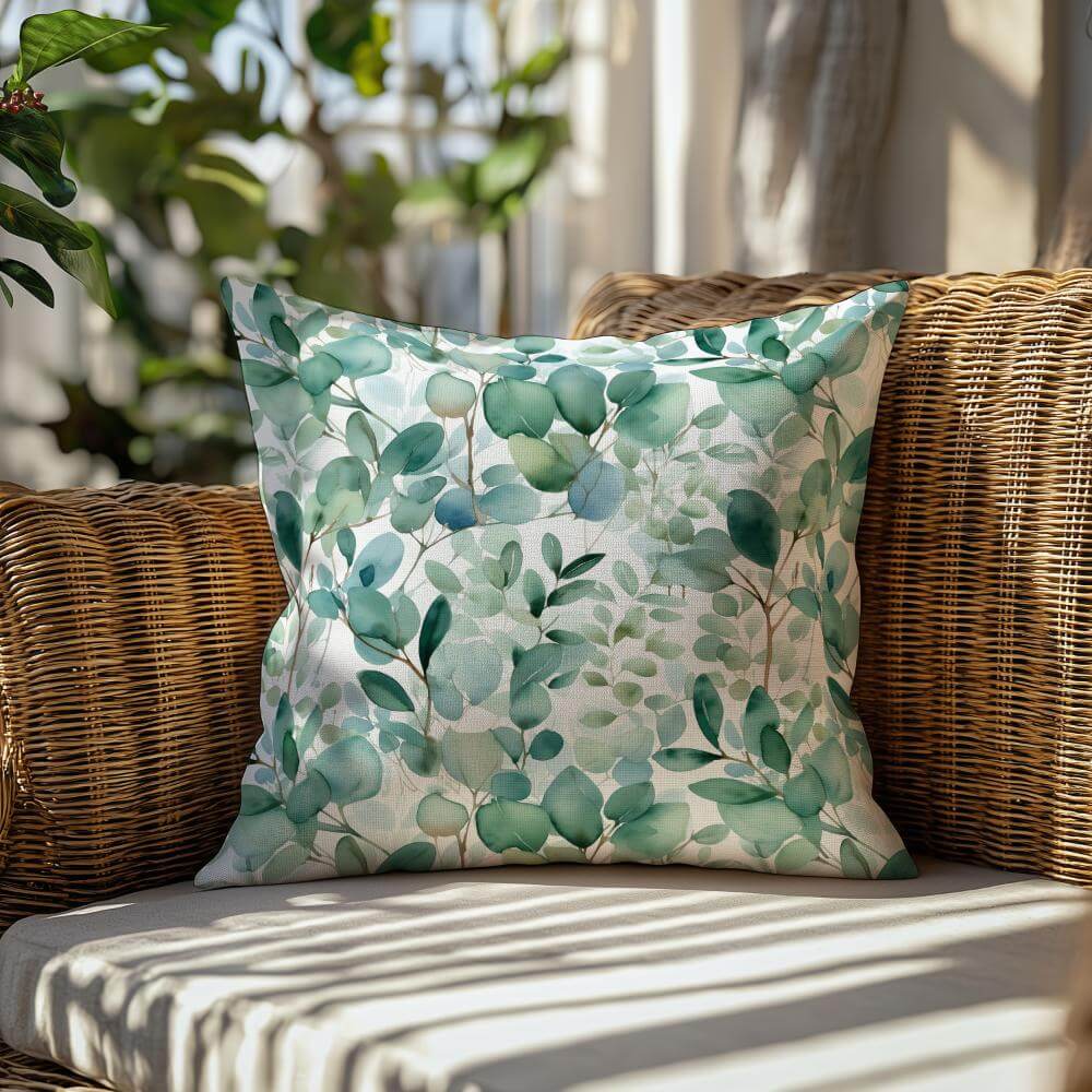 FUNDA DE COJIN HOJAS VERDES 2