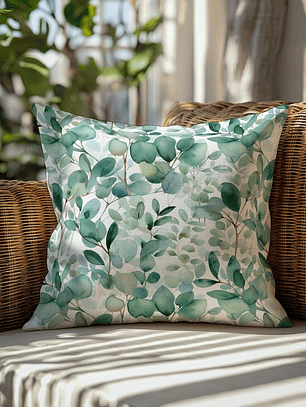 FUNDA DE COJIN HOJAS VERDES