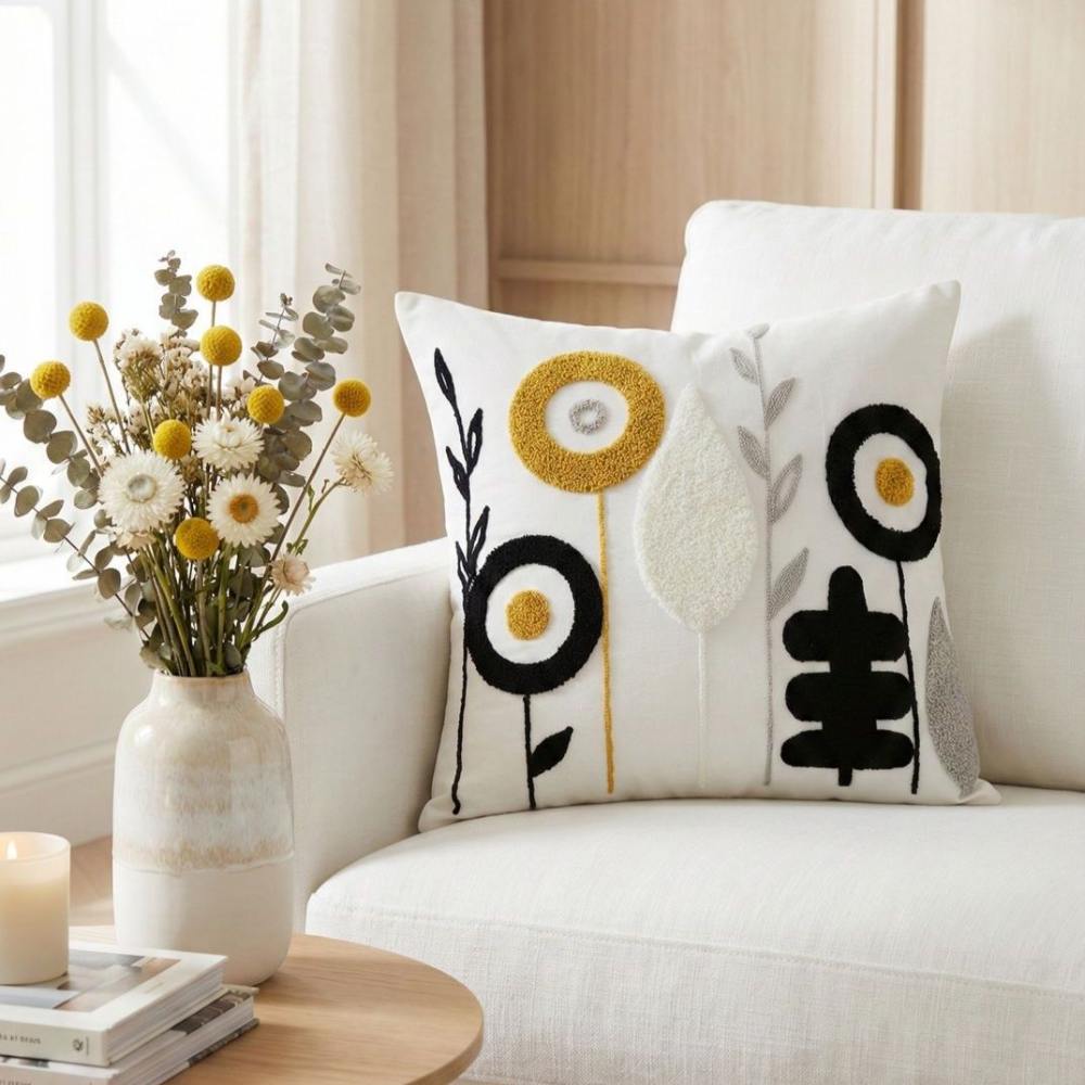 PACK 2 FUNDAS DE COJINES BORDADAS FLORES MINIMALISTAS 3