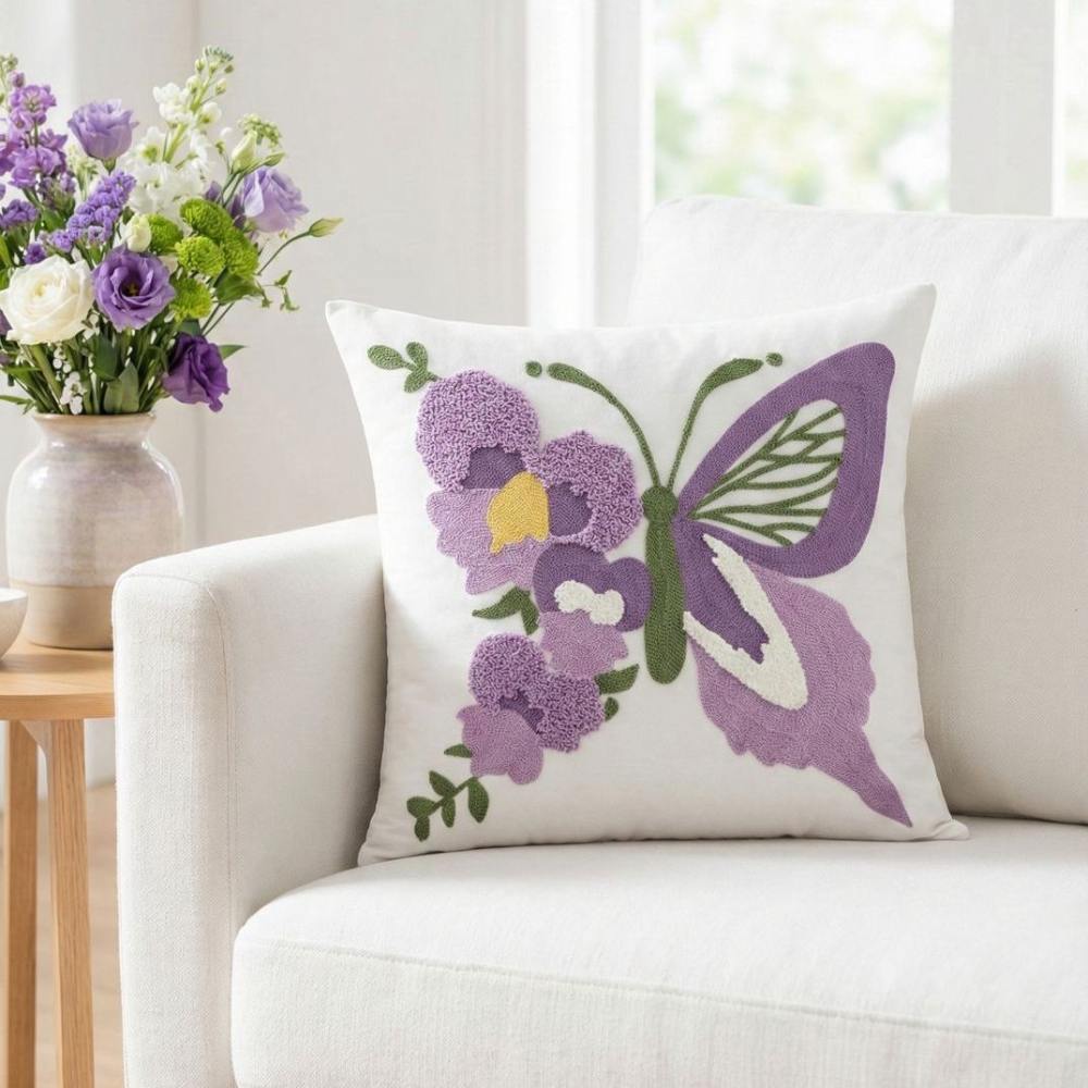 PACK 2 FUNDAS DE COJINES BORDADAS MARIPOSA 2
