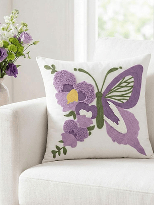 PACK 2 FUNDAS DE COJINES BORDADAS MARIPOSA