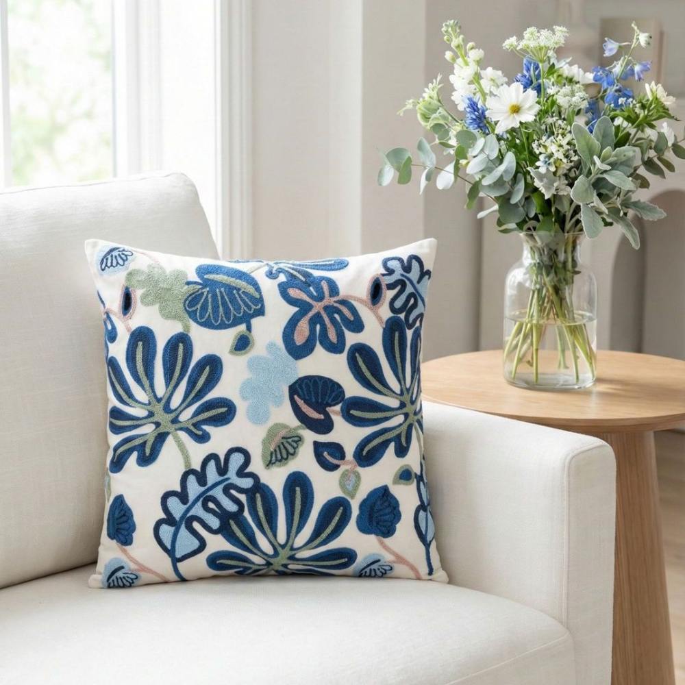 PACK 2 FUNDAS DE COJINES BORDADAS HOJAS MONSTERA 2