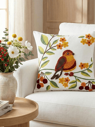 PACK 2 FUNDAS DE COJINES BORDADAS PAJARO SOLO