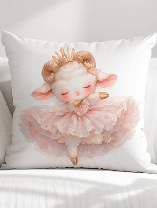 FUNDA DE COJIN INFANTIL CORDERITA BAILARINA