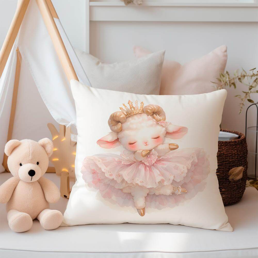 FUNDA DE COJIN INFANTIL CORDERITA BAILARINA 2