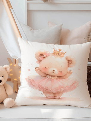 FUNDA DE COJIN INFANTIL OSITA BAILARINA