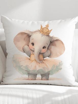 FUNDA DE COJIN INFANTIL ELEFANTITA BAILARINA