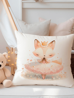 FUNDA DE COJIN INFANTIL ZORRITA BAILARINA