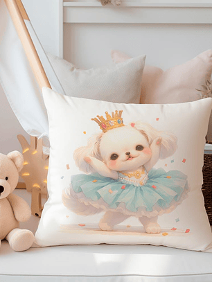 FUNDA DE COJIN INFANTIL PERRITA BAILARINA