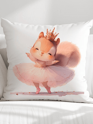 FUNDA DE COJIN INFANTIL ARDILLITA BAILARINA 
