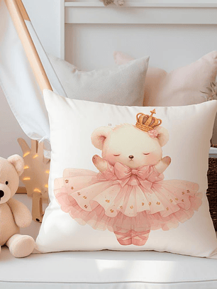 FUNDA DE COJIN INFANTIL OSITA BAILARINA REINA