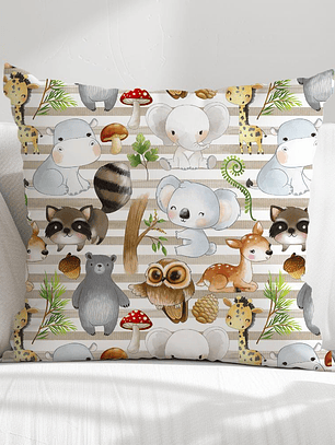FUNDA DE COJIN INFANTIL ANIMALITOS