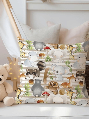 FUNDA DE COJIN INFANTIL ANIMALITOS