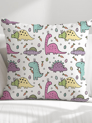 FUNDA DE COJIN INFANTIL DINOSAURIOS DE COLORES