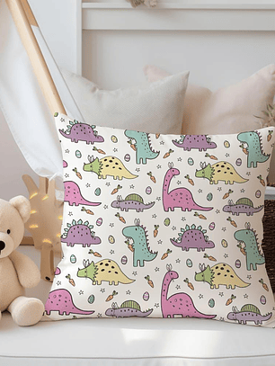 FUNDA DE COJIN INFANTIL DINOSAURIOS DE COLORES