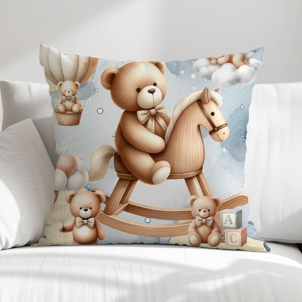 FUNDA DE COJIN INFANTIL OSITO EN CABALLO 1