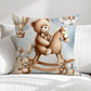 FUNDA DE COJIN INFANTIL OSITO EN CABALLO - Miniatura 1