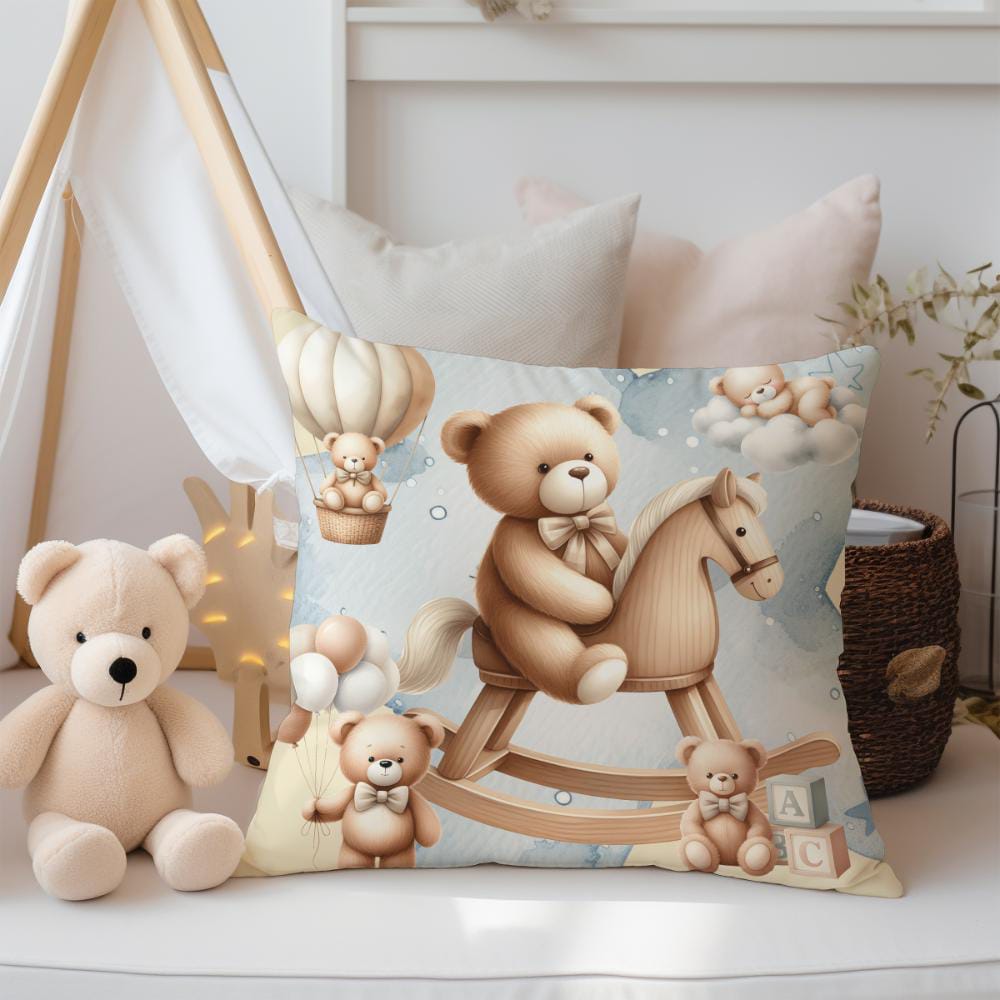 FUNDA DE COJIN INFANTIL OSITO EN CABALLO 2