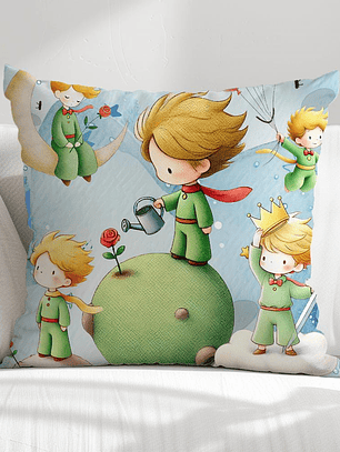 FUNDA DE COJIN INFANTIL PRINCIPITO CON ROSA