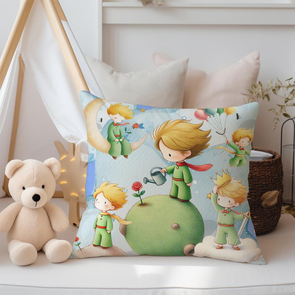 FUNDA DE COJIN INFANTIL PRINCIPITO CON ROSA 2