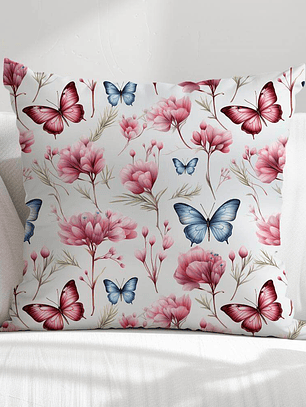 FUNDA DE COJIN MARIPOSAS ROSADAS