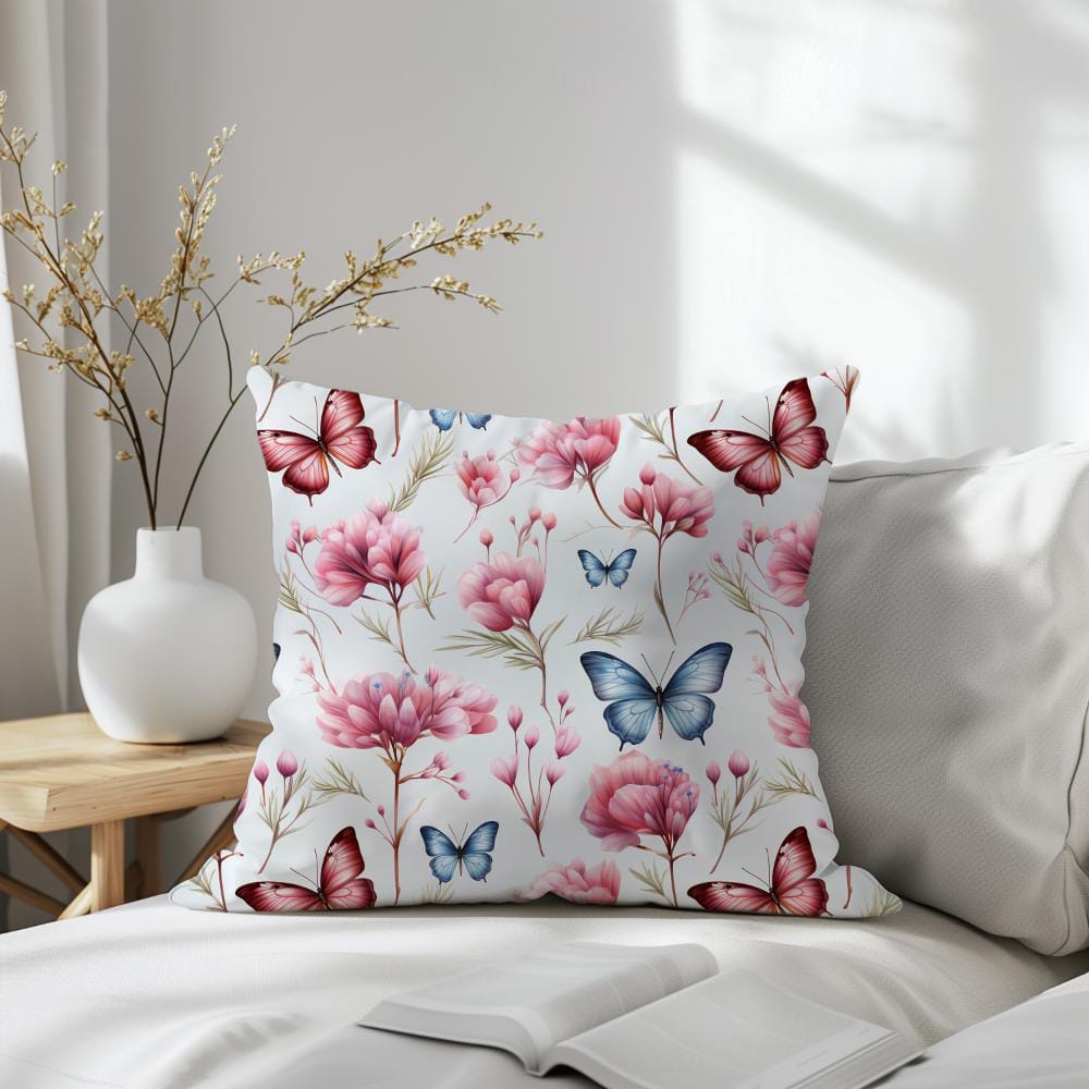 FUNDA DE COJIN MARIPOSAS ROSADAS 2