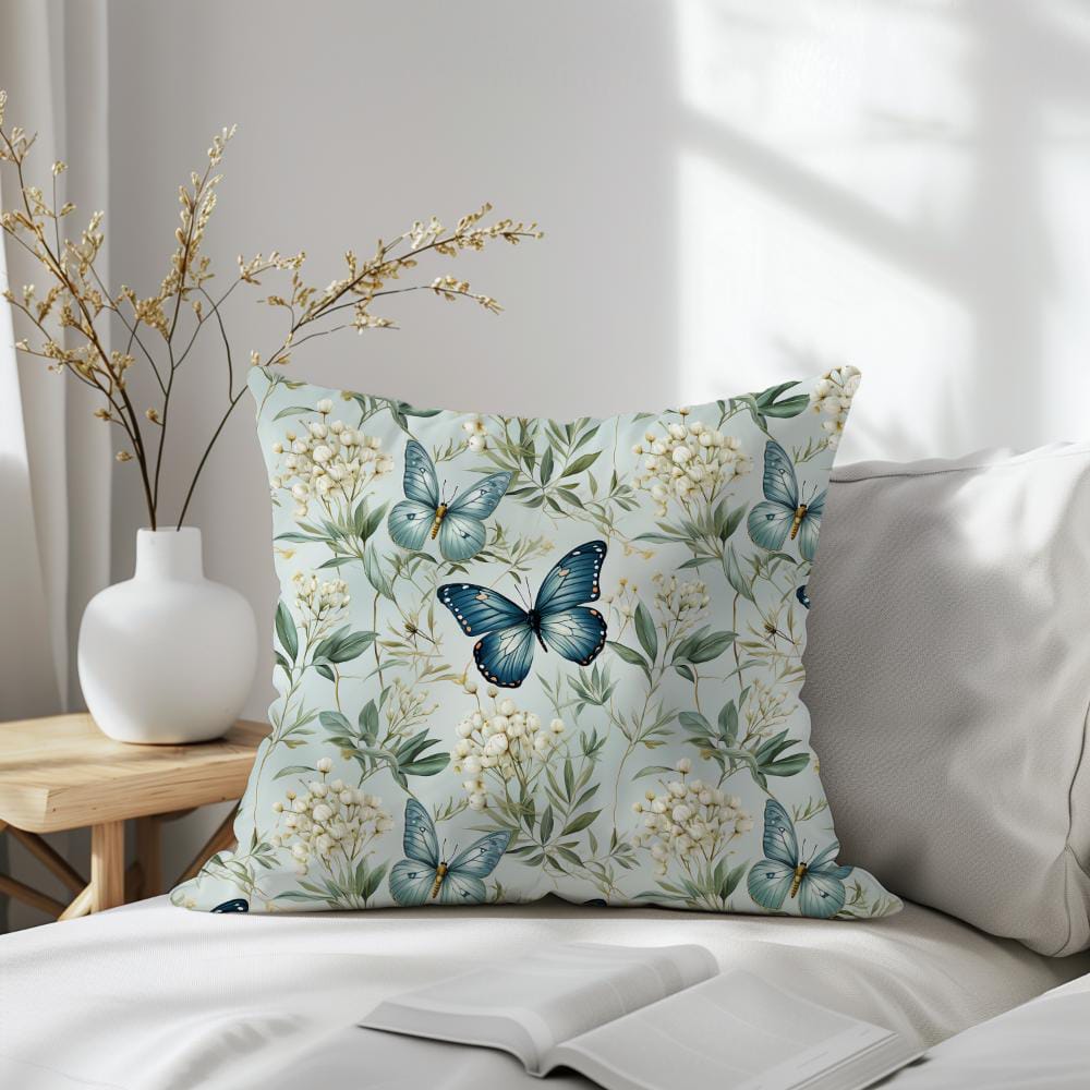 FUNDA DE COJIN MARIPOSAS Y PLANTAS 2