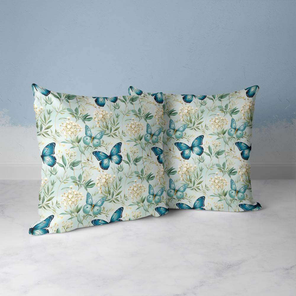 FUNDA DE COJIN MARIPOSAS Y PLANTAS 3