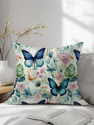 FUNDA DE COJIN MARIPOSAS AZULES GRANDES