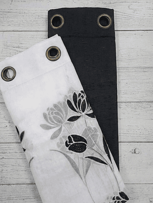 PACK DE CORTINAS DE TELA CON VISILLOS COLOR FLOR NEGRA