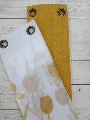 PACK DE CORTINAS DE TELA CON VISILLOS FLOR AMARILLA