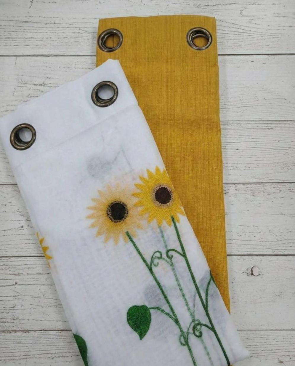 PACK DE CORTINAS DE TELA CON VISILLOS GIRASOL AMARILLO 1