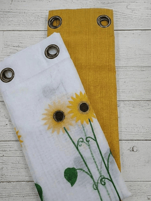 PACK DE CORTINAS DE TELA CON VISILLOS GIRASOL AMARILLO