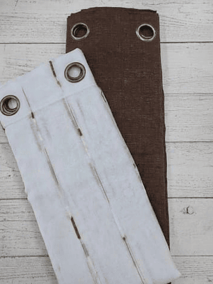 PACK DE CORTINAS DE TELA CON VISILLOS LINEAS CAFE