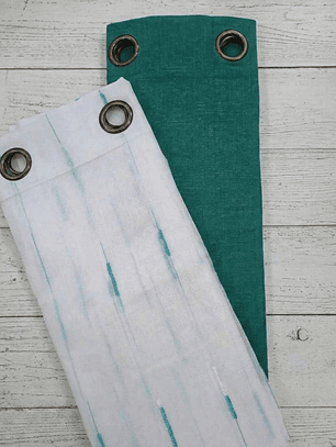 PACK DE CORTINAS DE TELA CON VISILLOS LINEAS VERDES