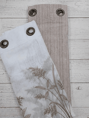 PACK DE CORTINAS DE TELA CON VISILLOS PLANTAS BEIGE