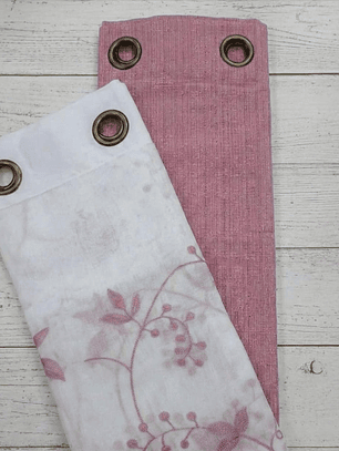 PACK DE CORTINAS DE TELA CON VISILLOS FLOR RACIMO ROSADO